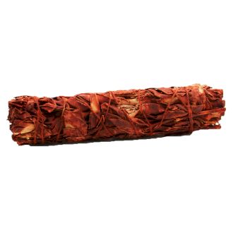 Smudge Stick, Dragonsblood 15cm, reddish-brown bundle of dried leaves tied with string on white