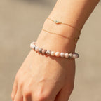 Pink Jasper bracelet worn on a wrist