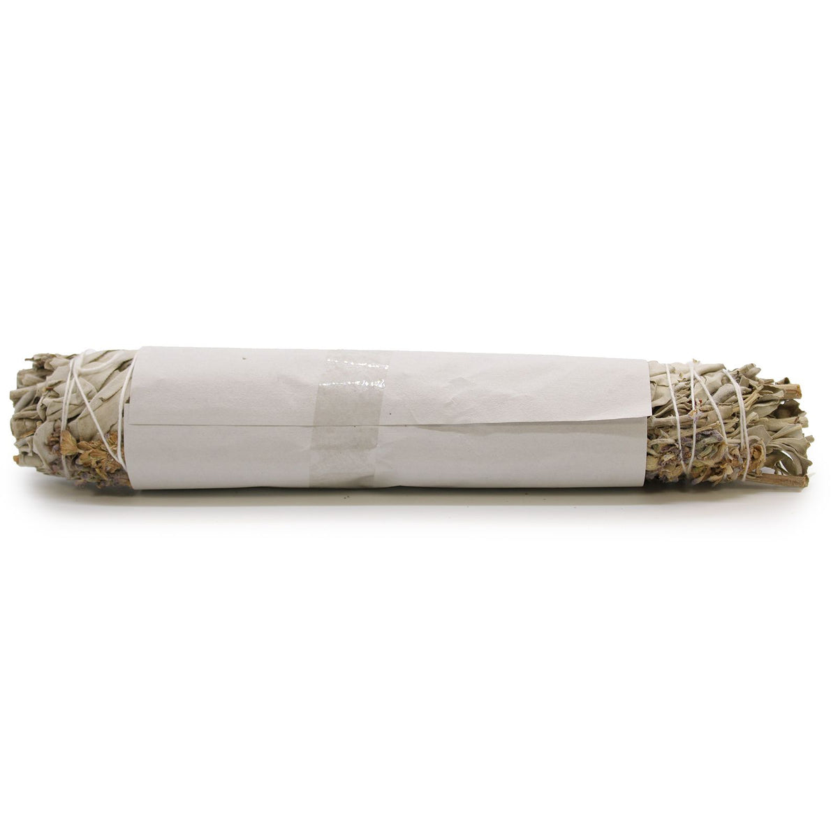 Smudge Stick, White Sage & Lavender 22.5cm, wrapped in white paper with dried leaves visible at both ends