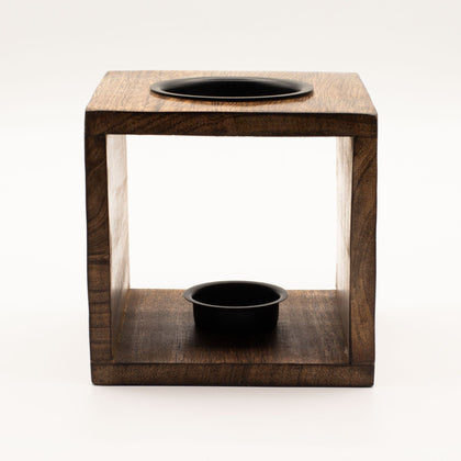 Large Square Mango Wood Oil Burner, Pentagon