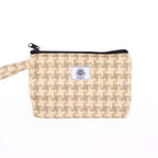 Soft & Natural Handy Gift Pouch with Loop, tan patterned pouch shown from the front on white