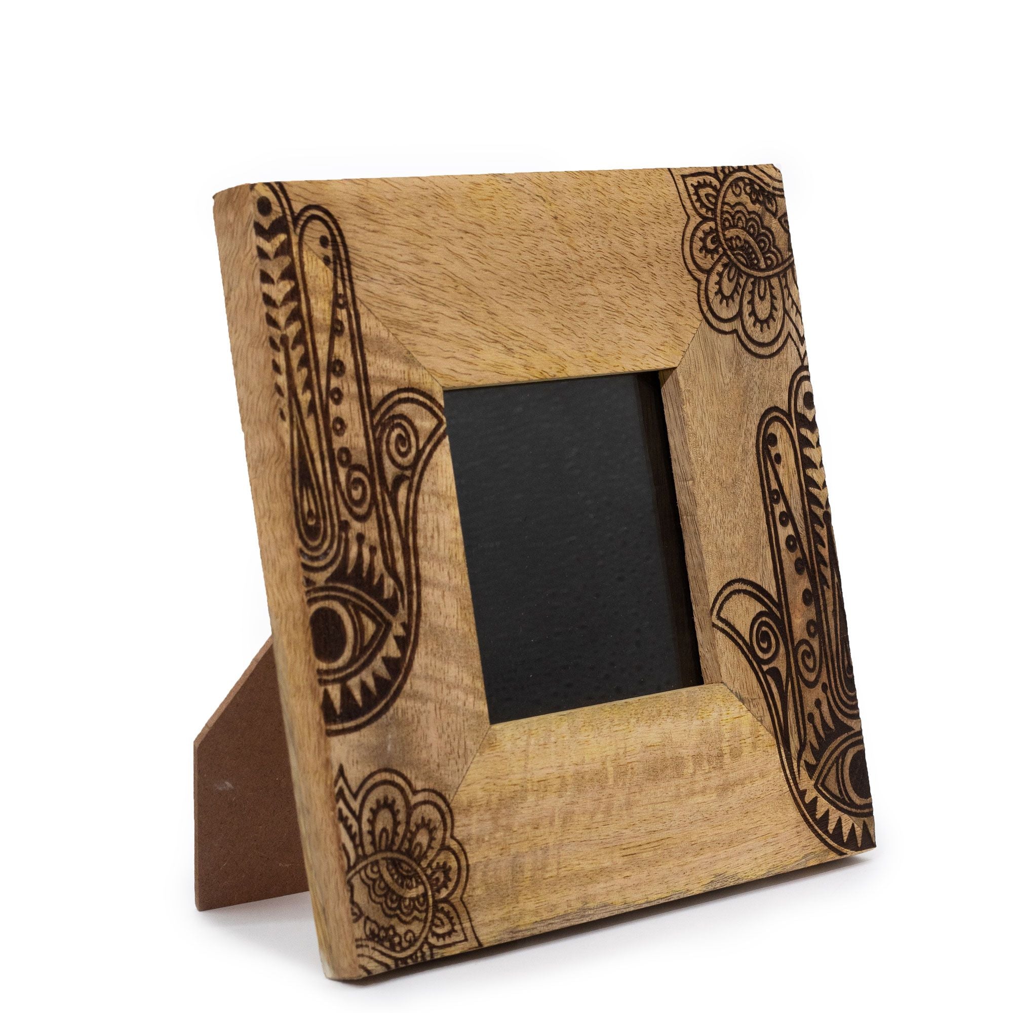 Small Mango Wood Picture Framel (for 10x10cm) 20x20x2cm - Hamsa - Black