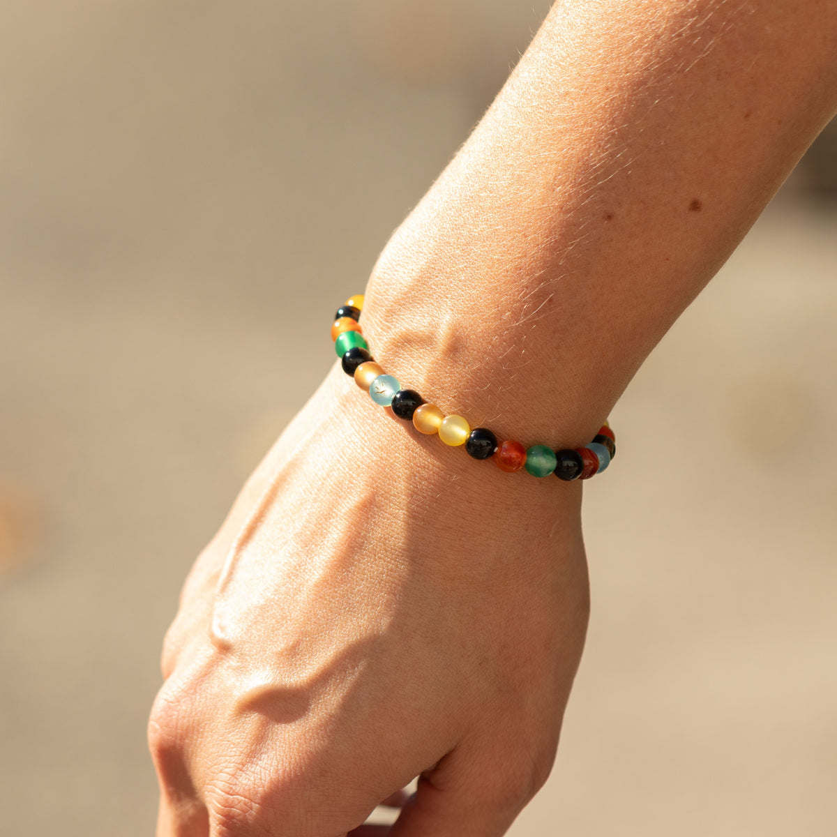 Bracelet shown from the back of the wrist