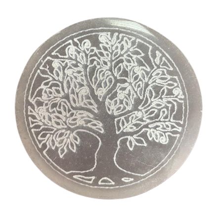 Tree of Life charging plate shown face-on against a white background, with its engraved design clearly visible