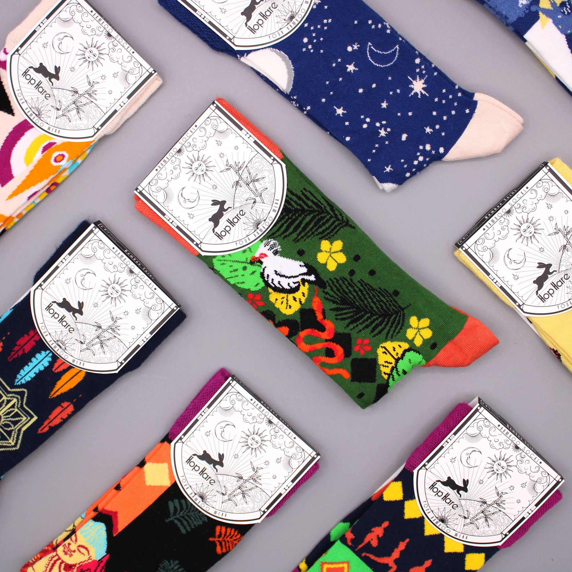 Hop Hare Bamboo Socks S/M - Blue Buddha & Lotus 