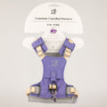 PAW lavender step-in harness with amethyst paw charm, shown from the front