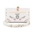 Petite Howlite bracelet with white and grey-veined beads on its illustrated card