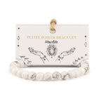 Petite Howlite bracelet with white and grey-veined beads on its illustrated card