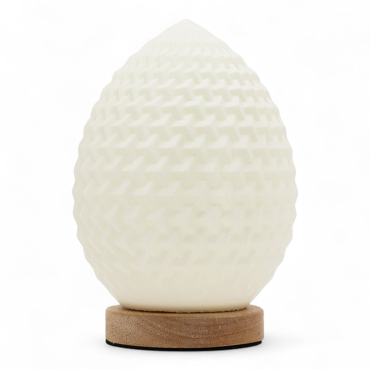 New Wave Lamp, USB, 3 settings, Teardrop, white textured shade on a brown round base