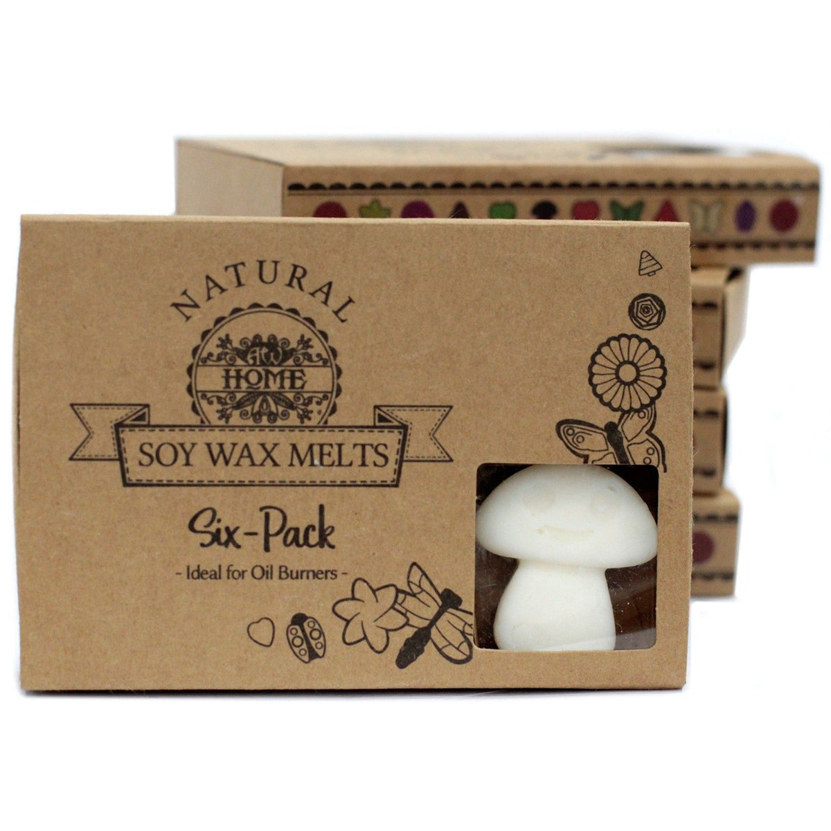 Box of 6 Wax Melts, White Musk in a brown printed carton, with one white melt visible through the front window