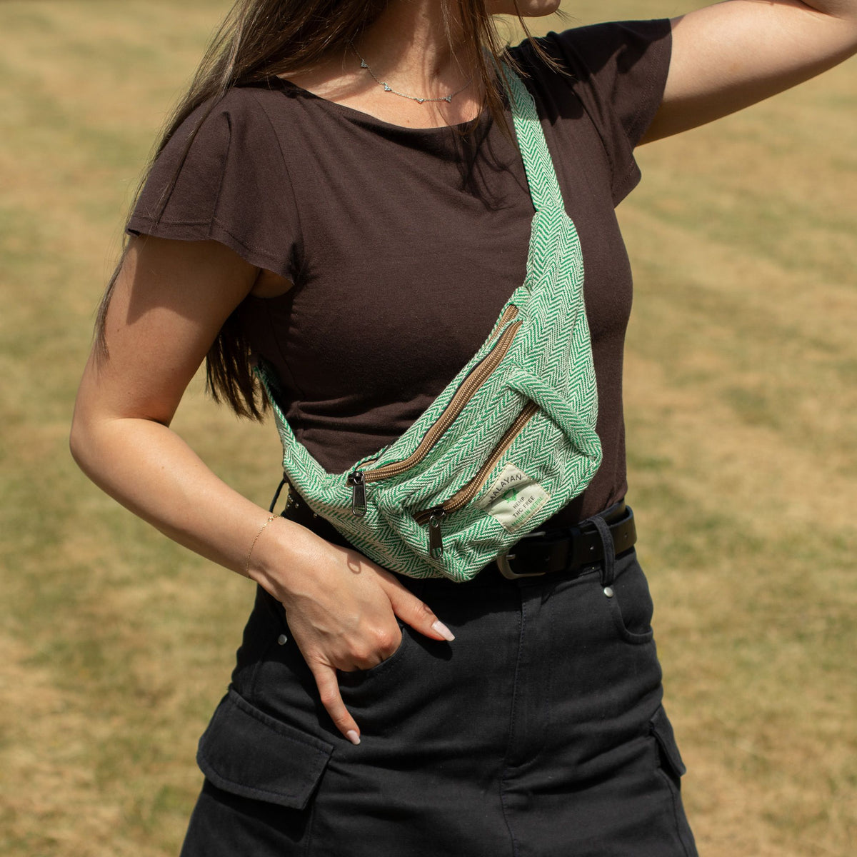 Cotton Hemp Style Belt (or Fanny) Bag - Sage