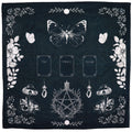 Ancient Witch tarot reading cloth with a butterfly and framed card spaces