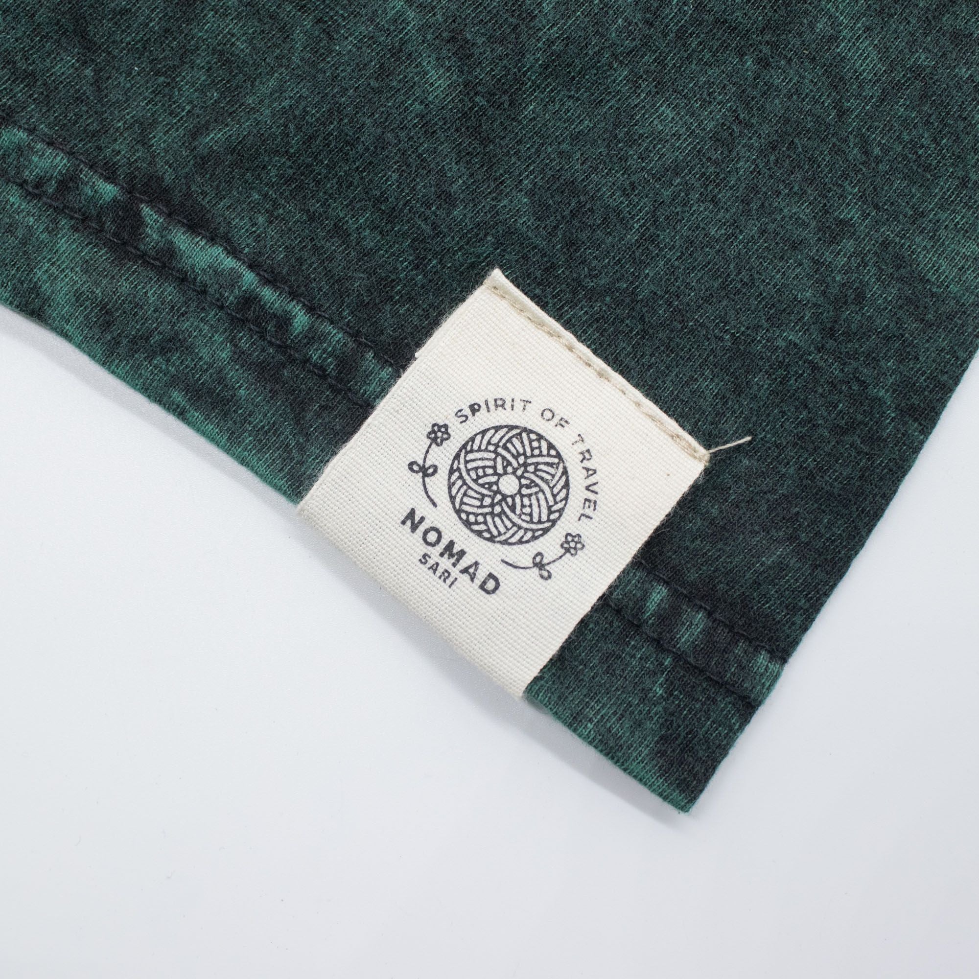 Nomad Sari Stonewashed Cotton T-Shirt - Tree of Life - Green - Small