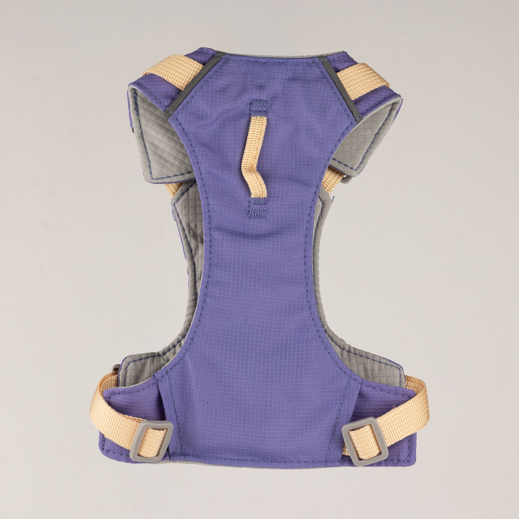Back view of the lavender harness with adjustable straps