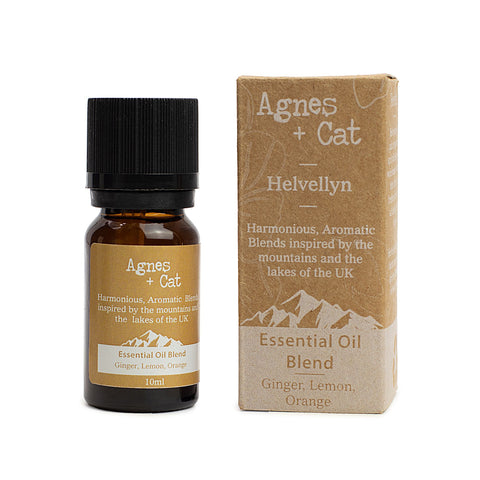 Agnes + Cat Helvellyn essential oil bottle beside its kraft box on white