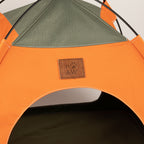 Close-up of the tent entrance and PAW label