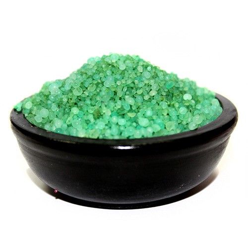 Living Room, Kickback & Relax simmering granules, green granules heaped in a black bowl on white