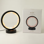 Rose quartz halo lamp beside its product box