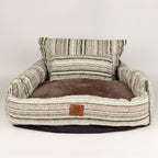 Sofa pet bed showing the brown plush reversible seat