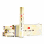 HEM White Musk incense pack beside several packs