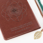 Back cover with embossed design and wording