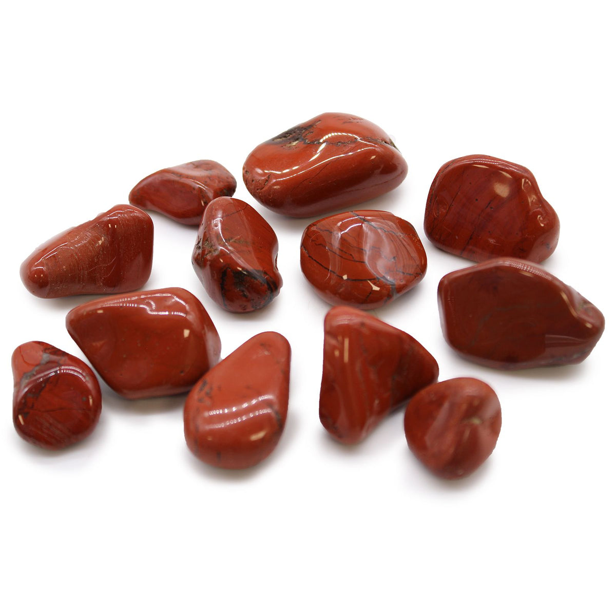 Medium African Tumble Stones, Jasper, Red, polished red stones with varied shapes and markings