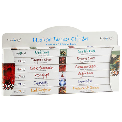 Stamford Moods incense gift set box in its display sleeve, six fragrance names on the lid