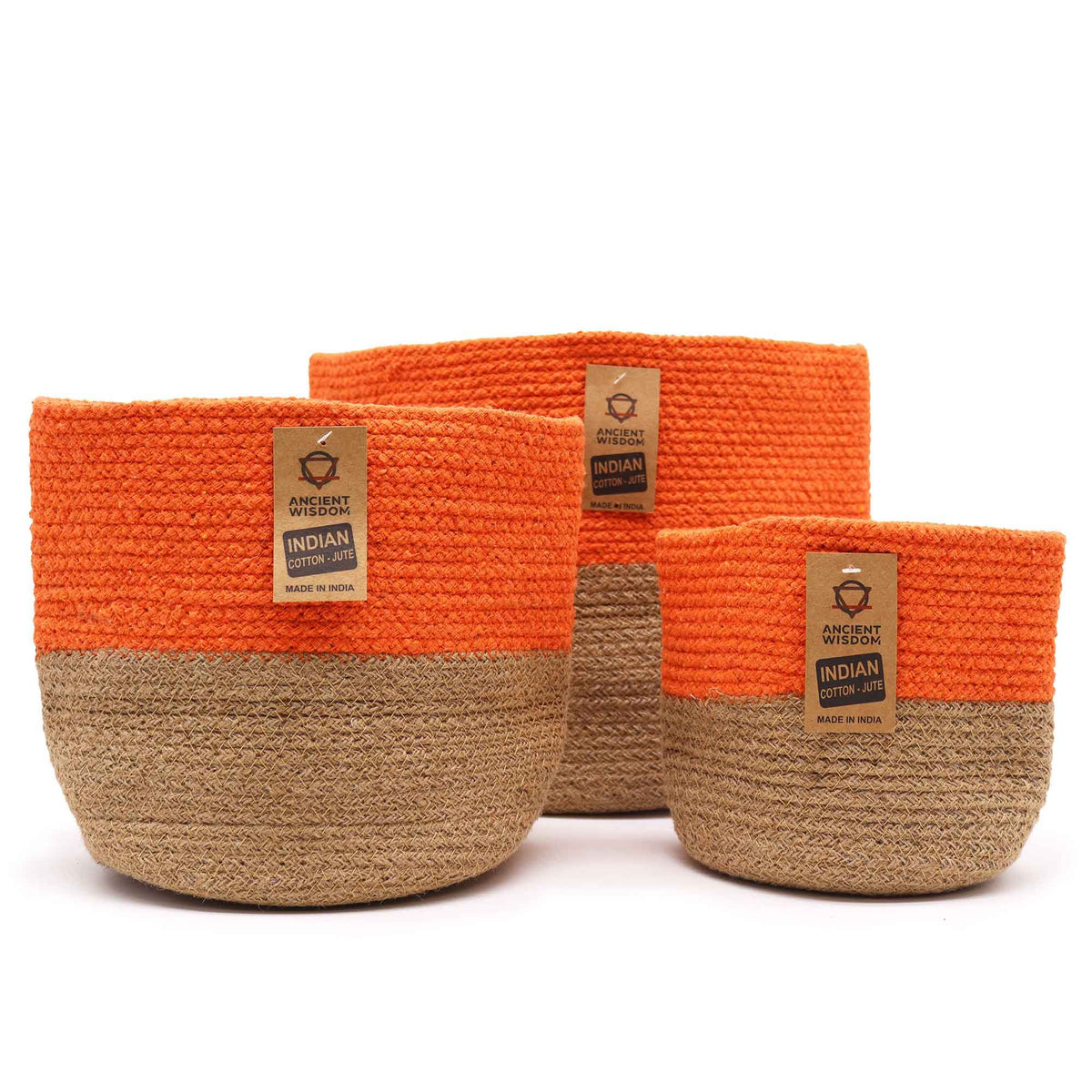 Set of 3 Cotton Rope Storage Baskets - White