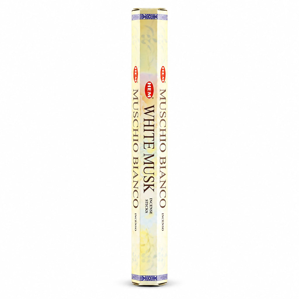 HEM White Musk incense pack standing upright
