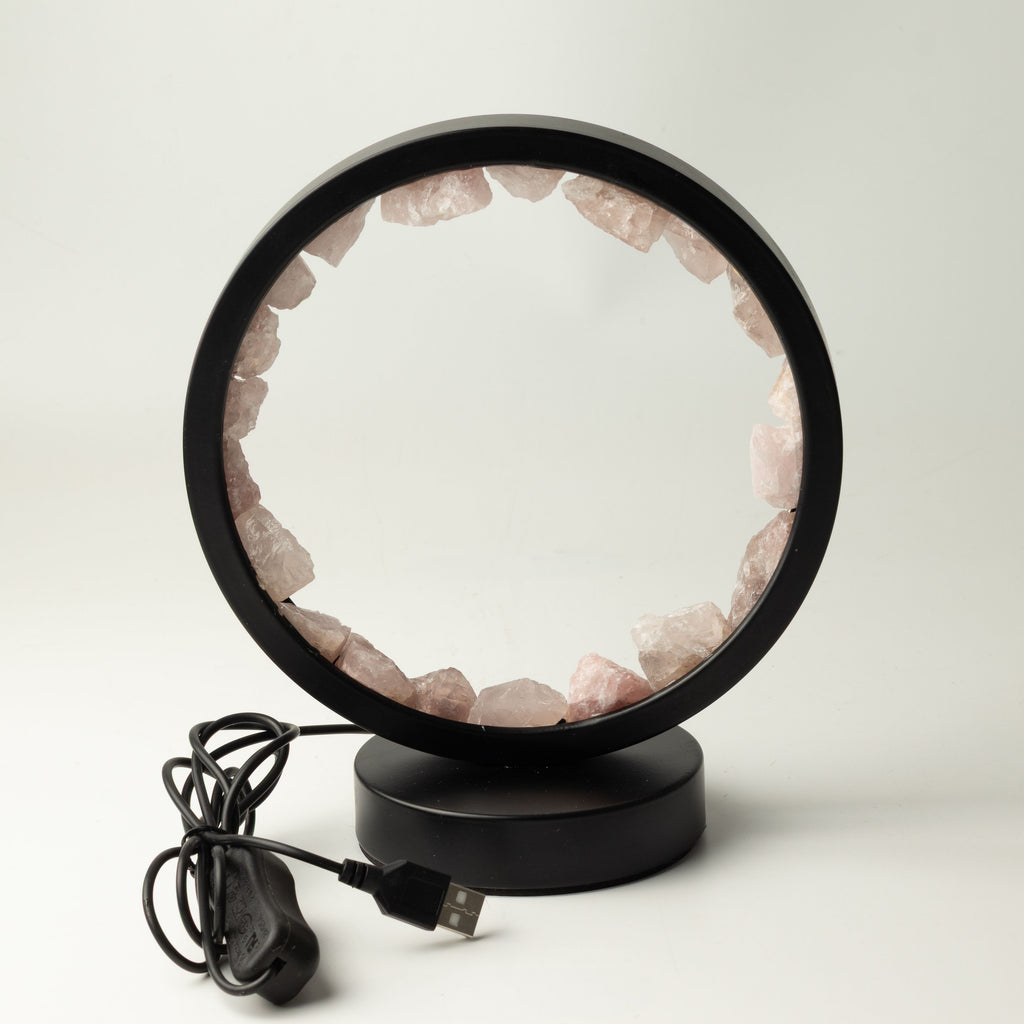 Lamp with its USB cable and plug shown