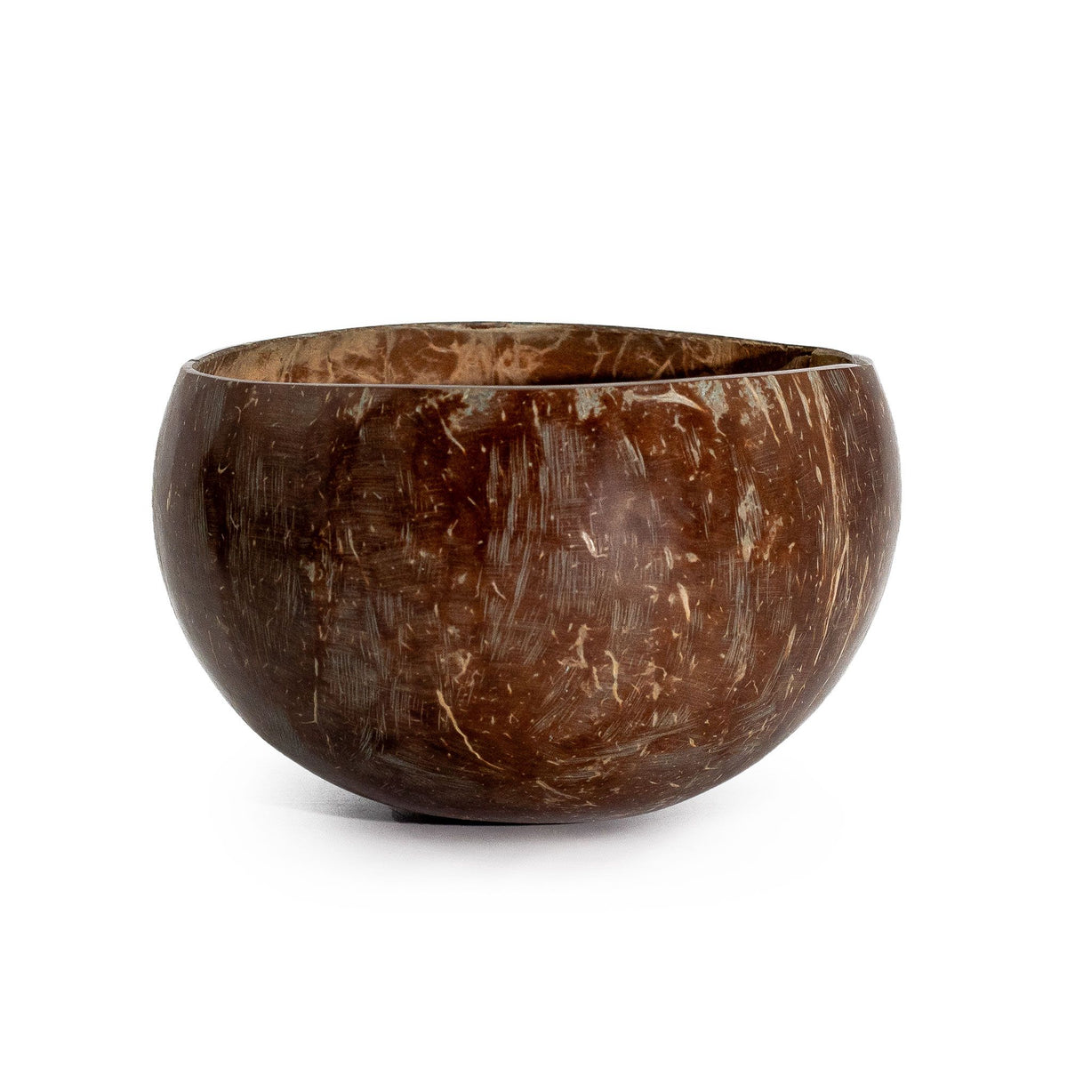 Small Natural Coconut Bowl, dark brown bowl shown from the front against a white background