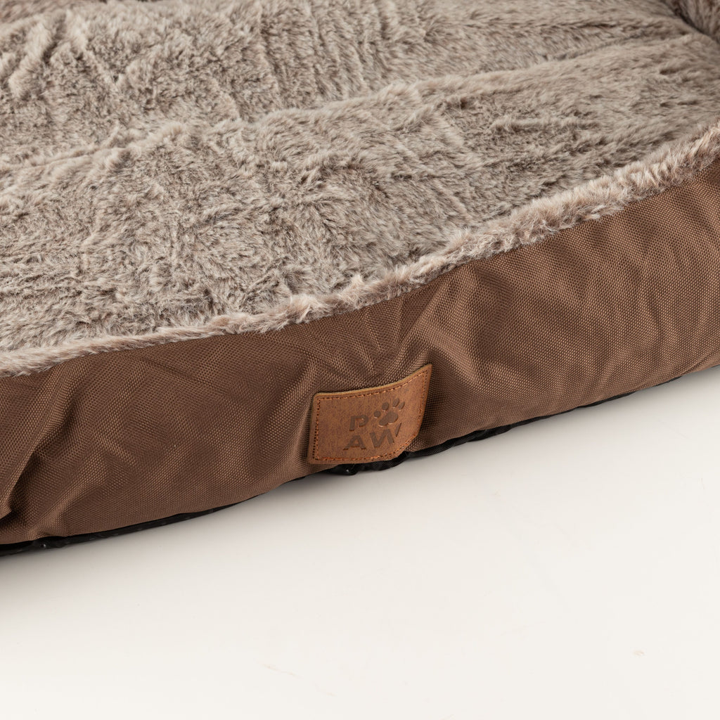 Close view of the brown side and front label