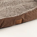 Close view of the brown side and front label