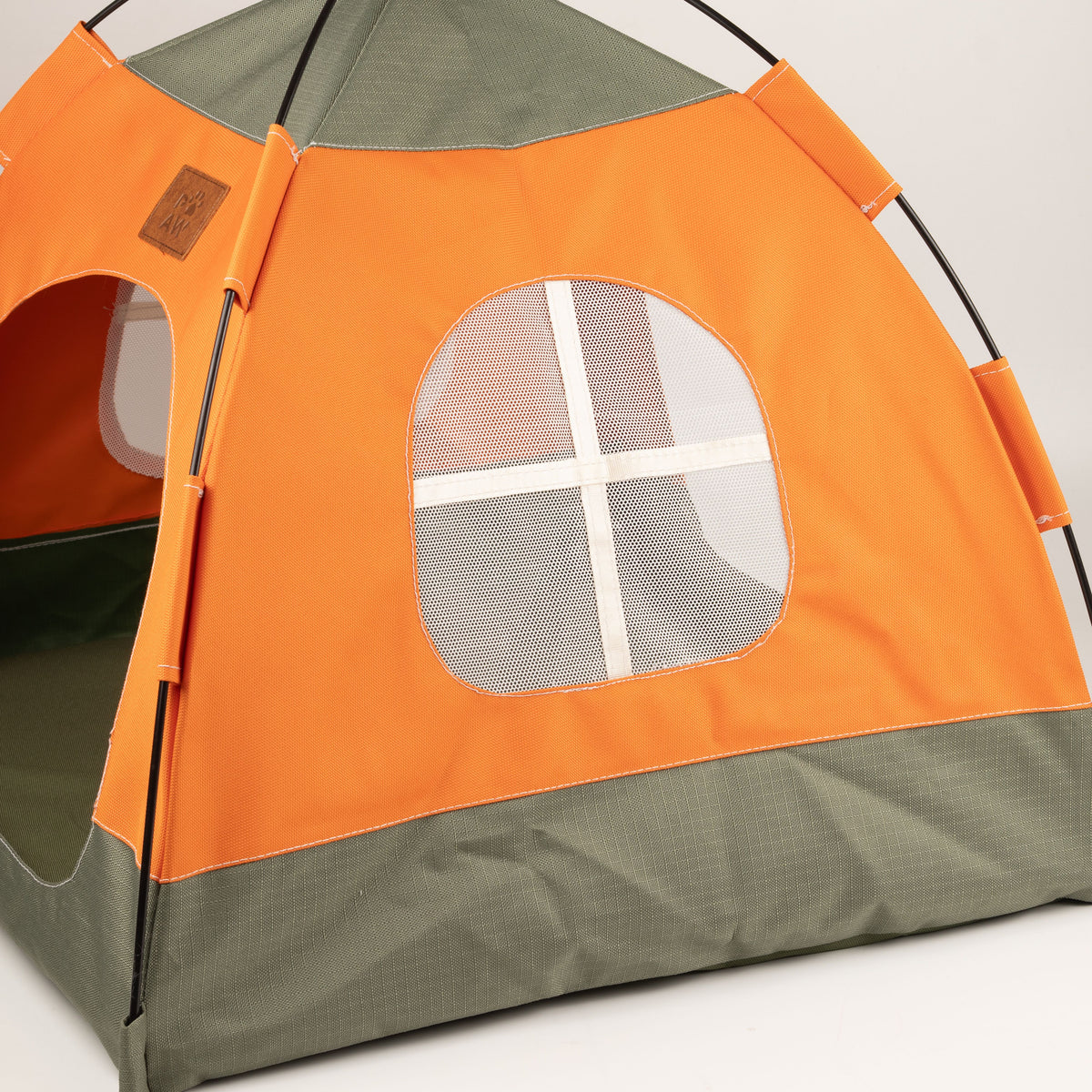 Close-up of the tent bed’s mesh side window
