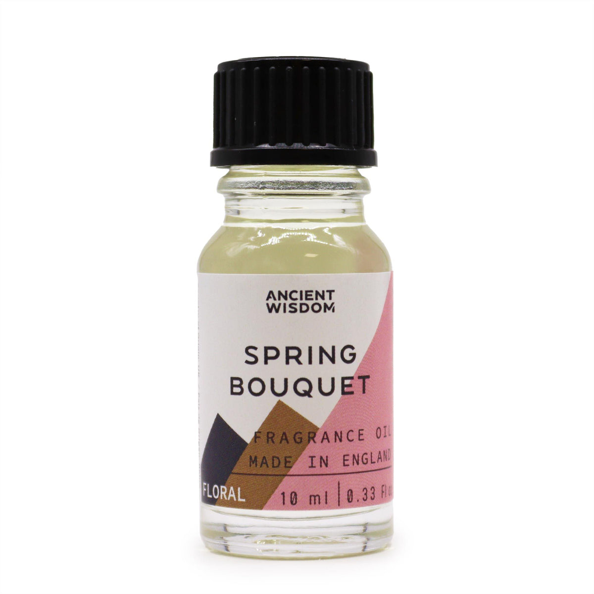 10ml Spring Bouquet Fragrance Oil in a clear glass bottle with a black cap, shown from the front