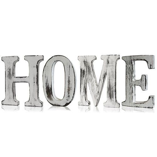 Shabby Chic Letters, HOME, white distressed freestanding letters shown from the front