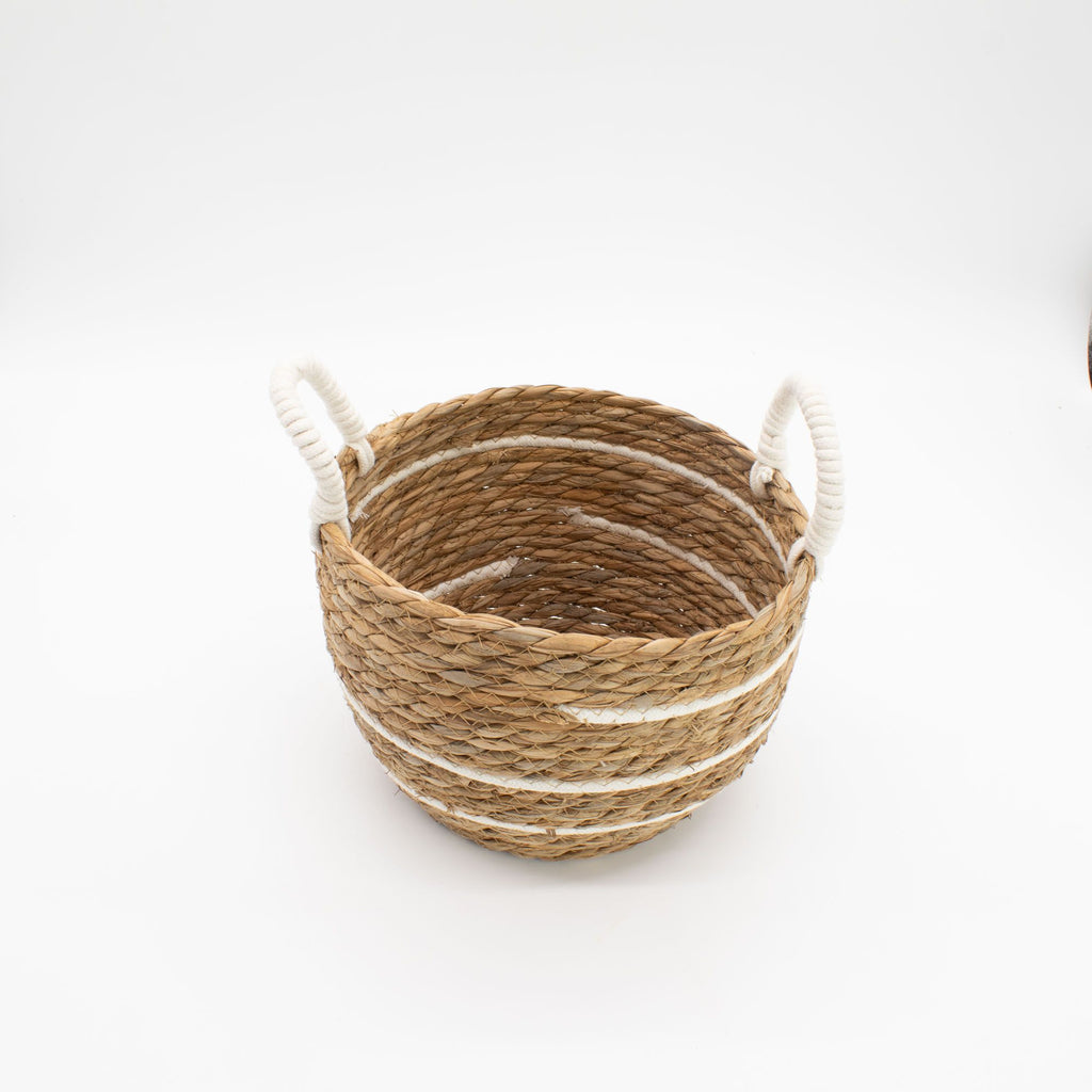 Cotton & Seagrass Large Baskets – Natural Stripes – Set of 3