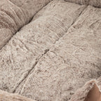 Close view of the plush bed surface