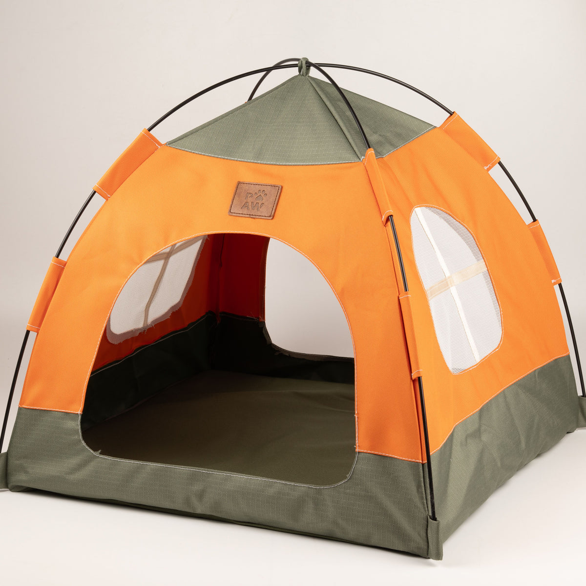 Angled view showing the tent bed’s side window