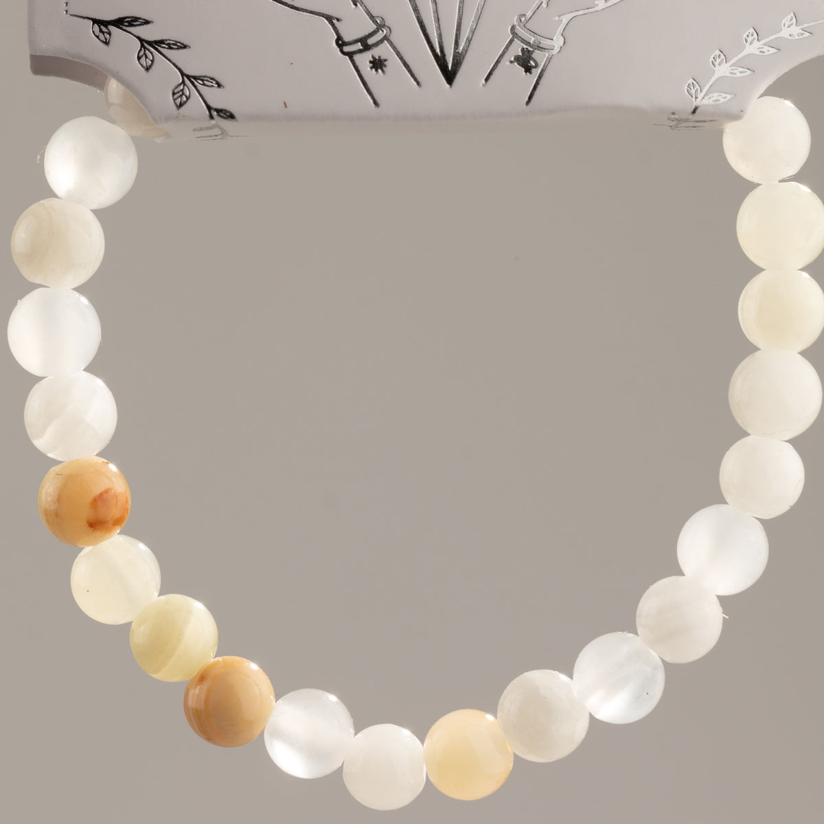 Close view of the bracelet beads arranged in a circle