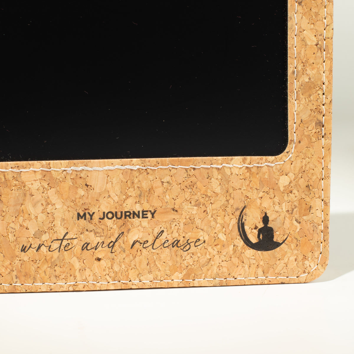 Close-up of the cover wording and LCD screen edge