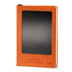 Orange intention notebook with a black LCD screen on the front