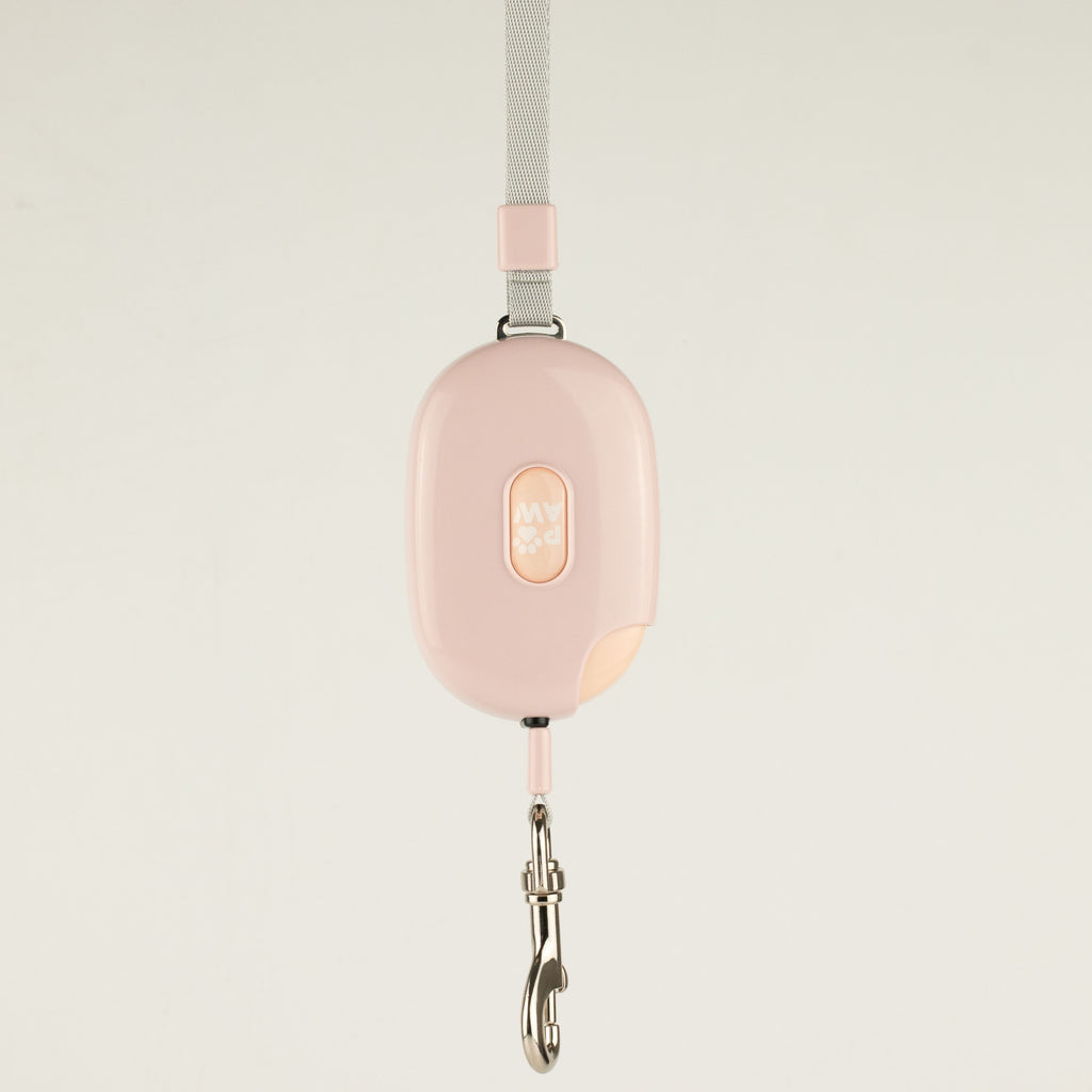 Pink PAW Pocket Pod retractable dog lead with wrist strap and metal clip