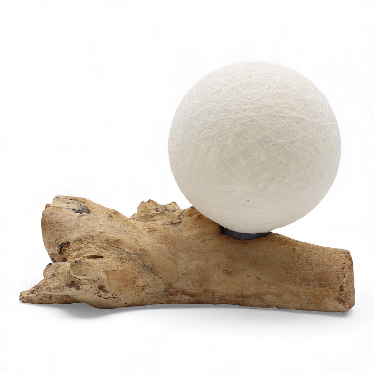 DriftGlow lamp with its ivory cotton-wrapped shade, front view on a white background