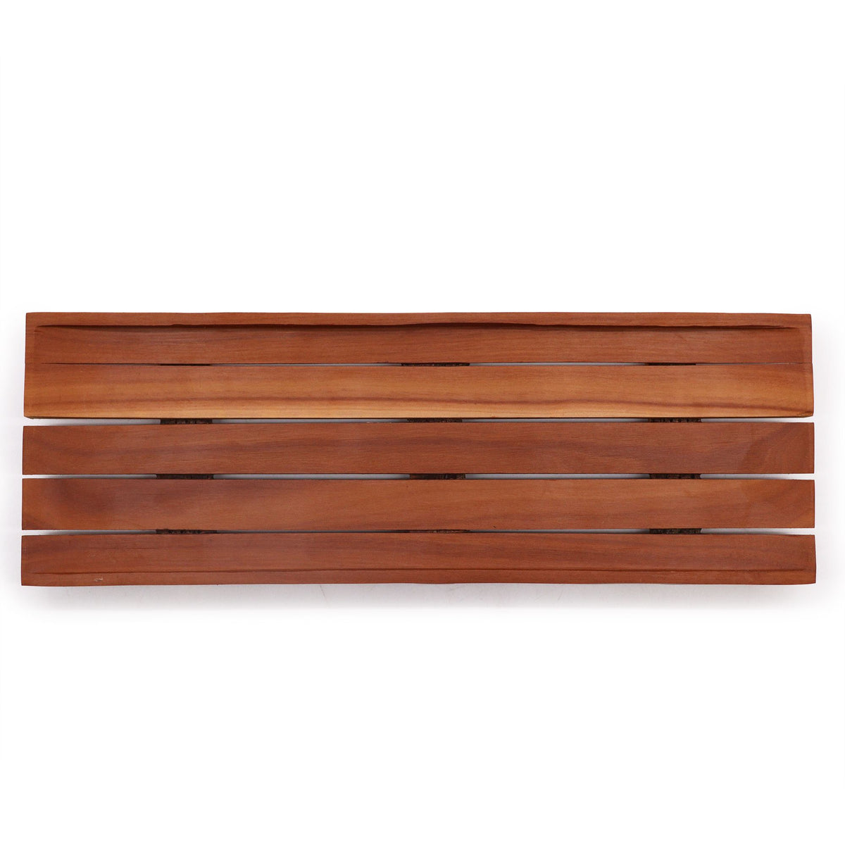 Mahogany soap tray shown from above on a white background, with its slatted top visible