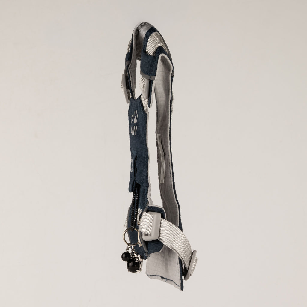 Side view showing the harness profile and charm