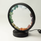 Unlit halo lamp showing its gemstone ring and black base