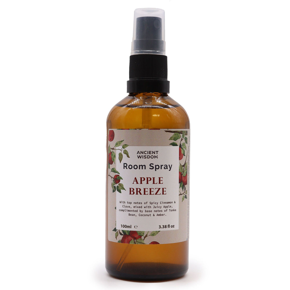 Home Fresh Room Spray, Apple Breeze 100ml in an amber bottle with a floral label, front view