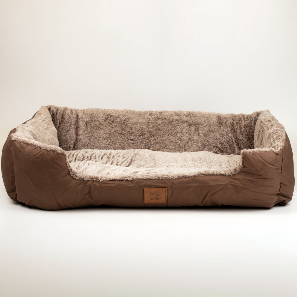 Front view of the teddy-brown pet bed