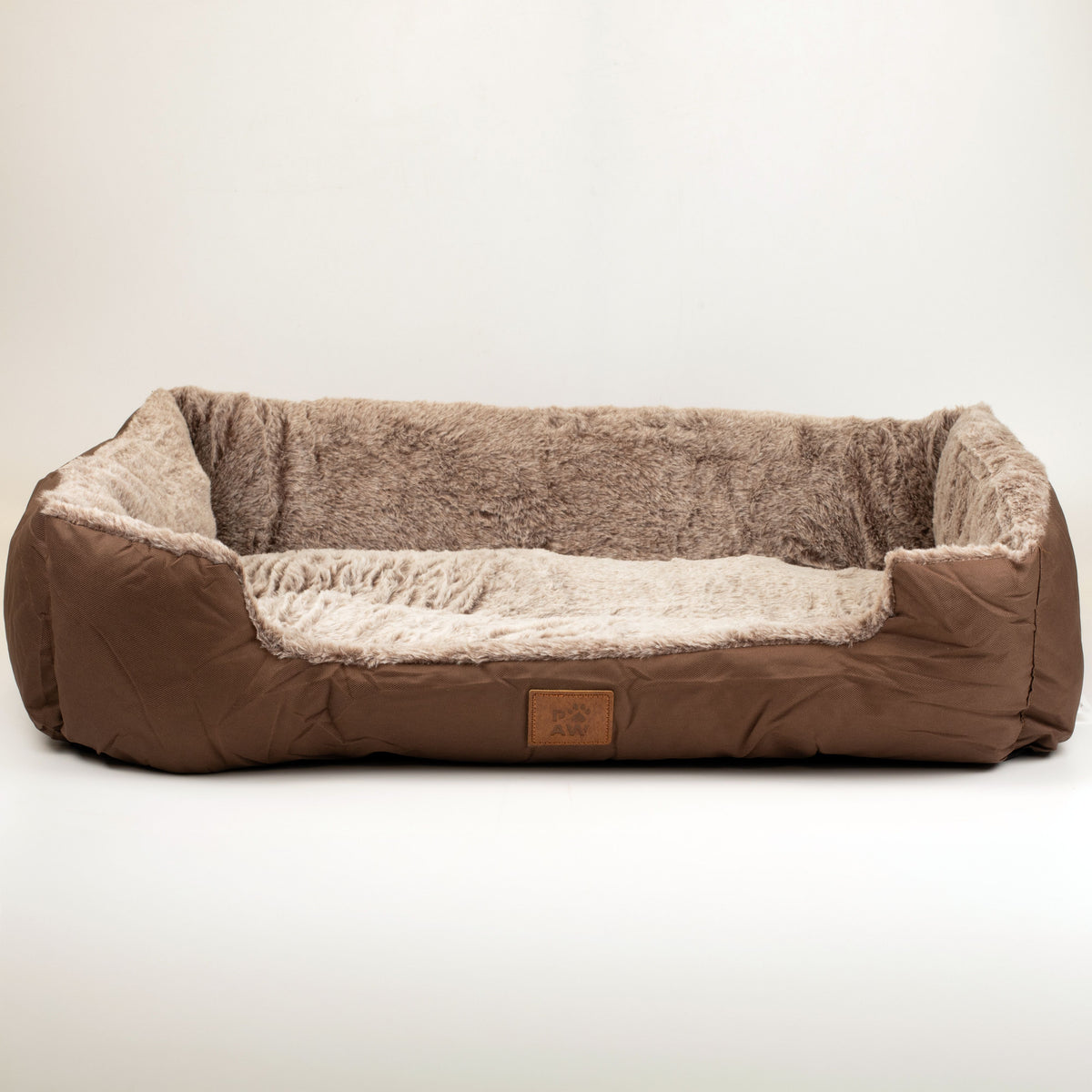 Front view of the teddy-brown pet bed
